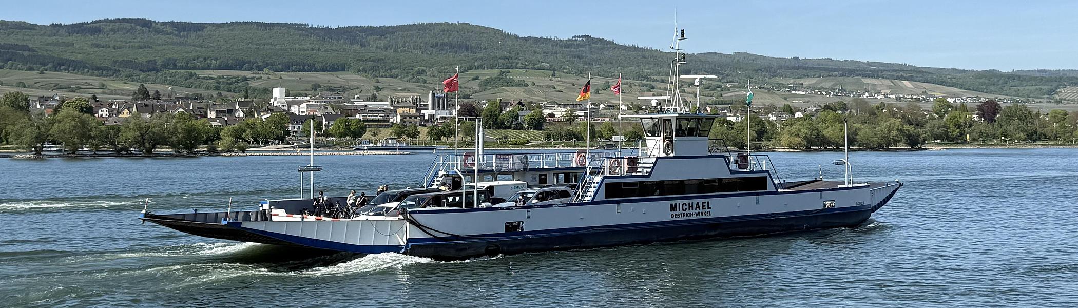 Close-up of the ship Michael on the Rhine. 