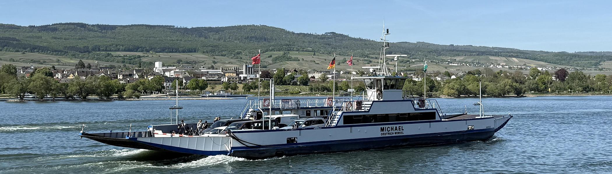 Close-up of the ship Michael on the Rhine. 